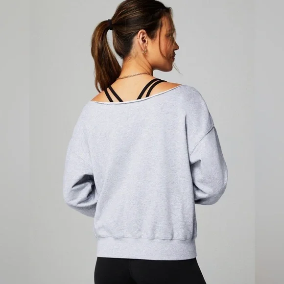 Grey Off-Shoulder Sweatshirt - Picture 2 of 5